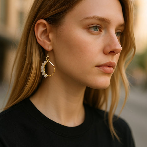 Moonstone twist earrings