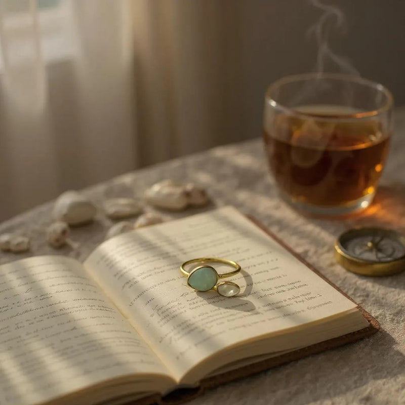Moonstone and Amazonite ring