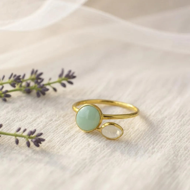 Moonstone and Amazonite ring