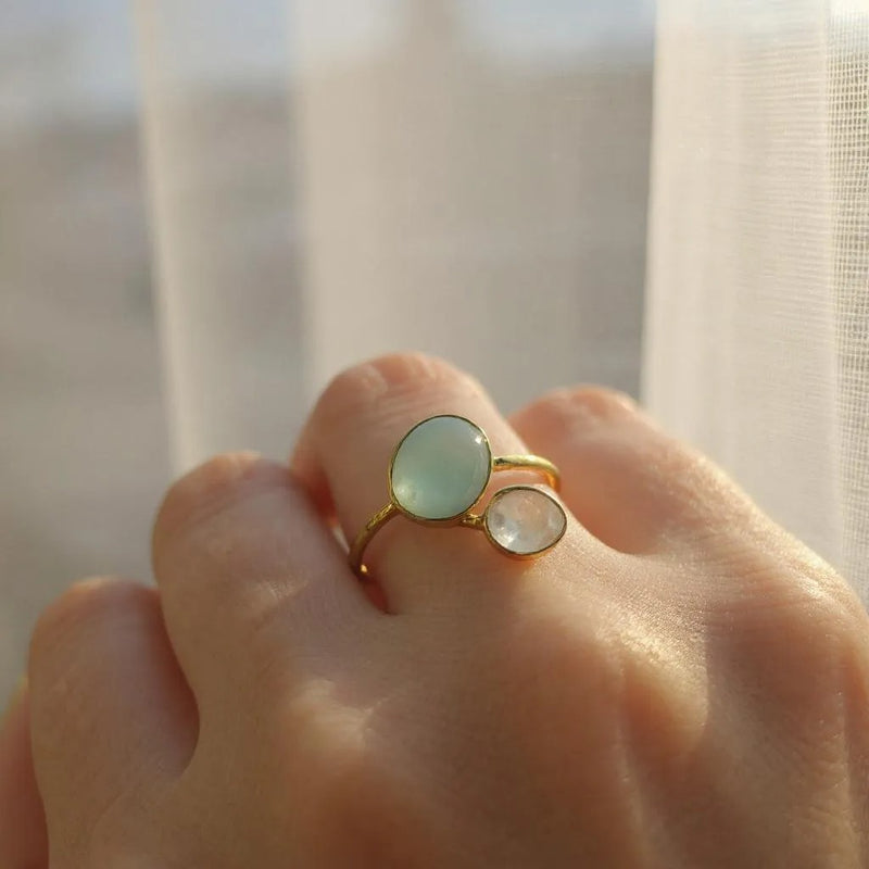 Moonstone and Amazonite ring