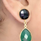 Onyx Emerald you and me earring