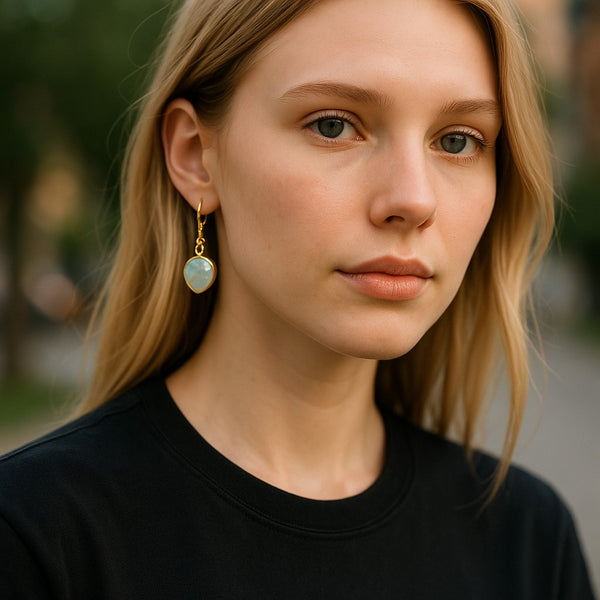 Opal heart earrings