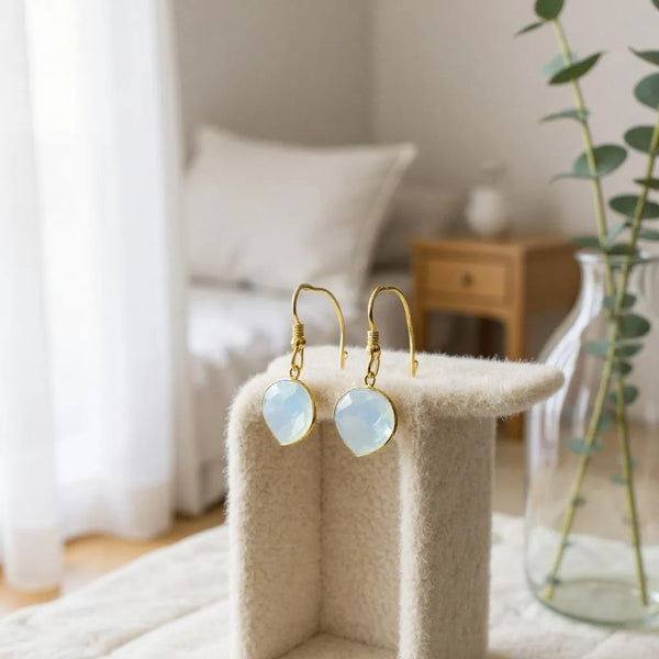 Opal heart earrings