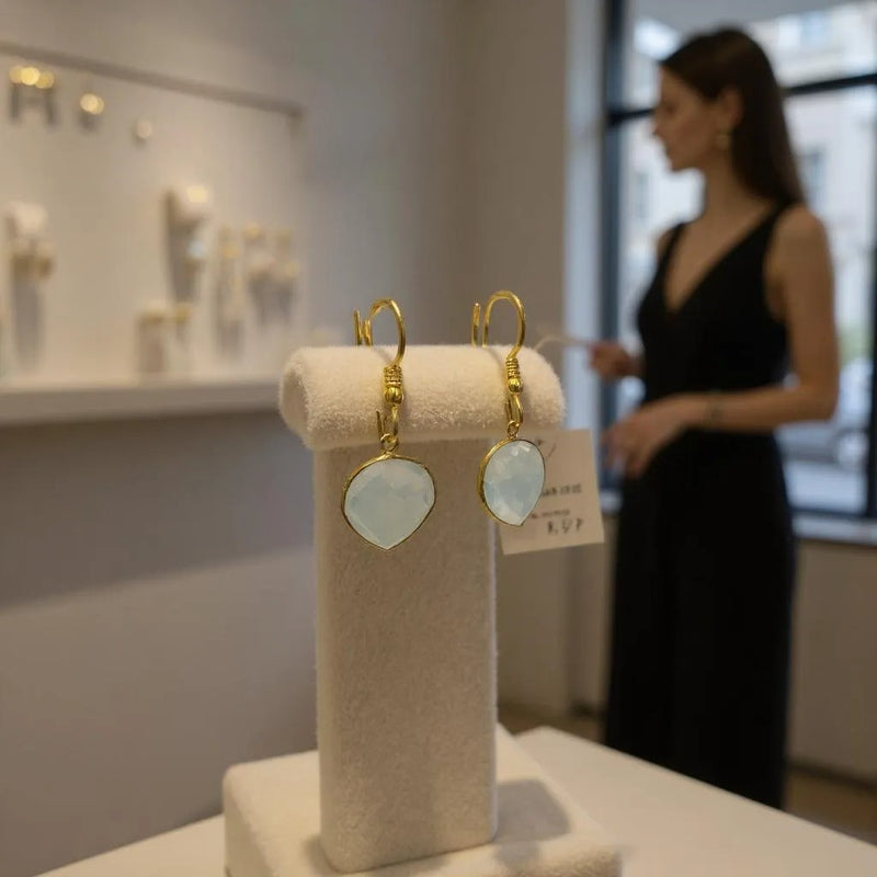Opal heart earrings