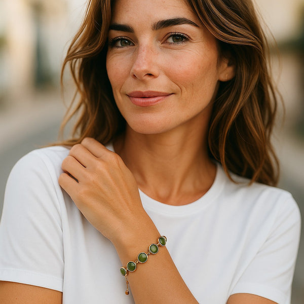 Peridot Gold Plated With Lobster Clasp Bracelet 7 inch