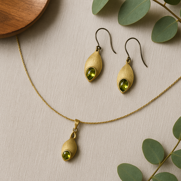 Peridot petal pendant