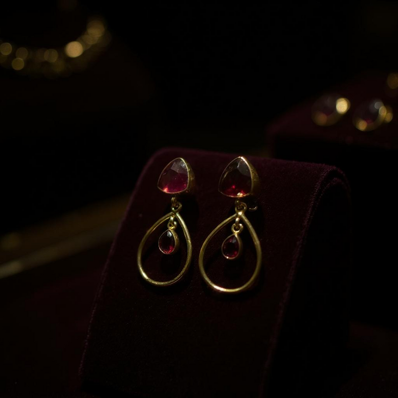 Pink Tourmaline Dewy drop earrings