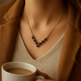 Pink Tourmaline V shaped necklace
