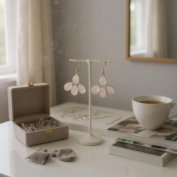 Rose Chalcedony Flower earrings