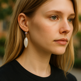 Rose Chalcedony Rainbow Moonstone Marquis Earrings