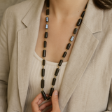 Smoky Topaz square Chain Necklace