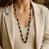 Smoky Topaz square Chain Necklace