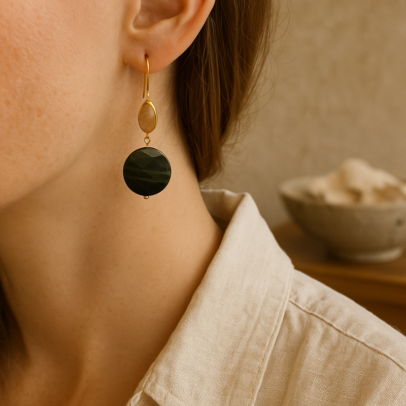 White crystal copper iolite earrings