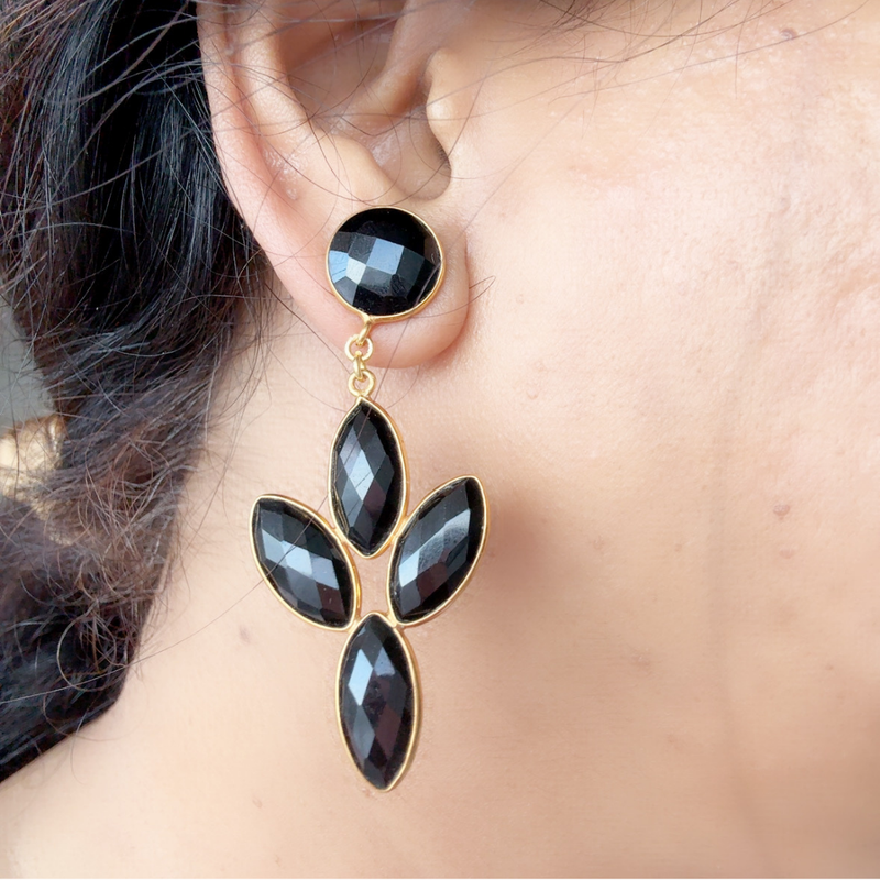 black onyx chandelier earring