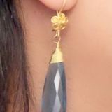 iolite long dew drop earring