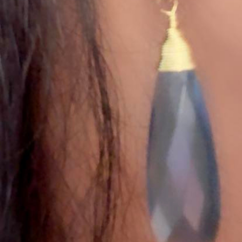 iolite long dew drop earring