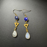 lapis moonstone triangular Earrings