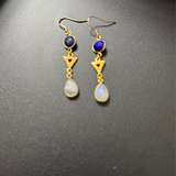 lapis moonstone triangular Earrings