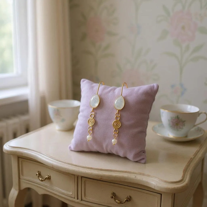 moonstone pearl Enchantress earrings