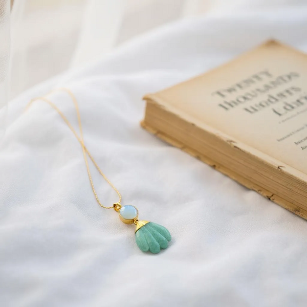 opalite amazonite shell pendant