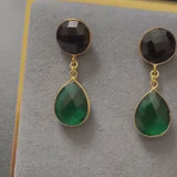 Onyx Emerald you and me earring