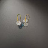 Mother of Pearl and Blue Topaz Flower Magnolia Earring