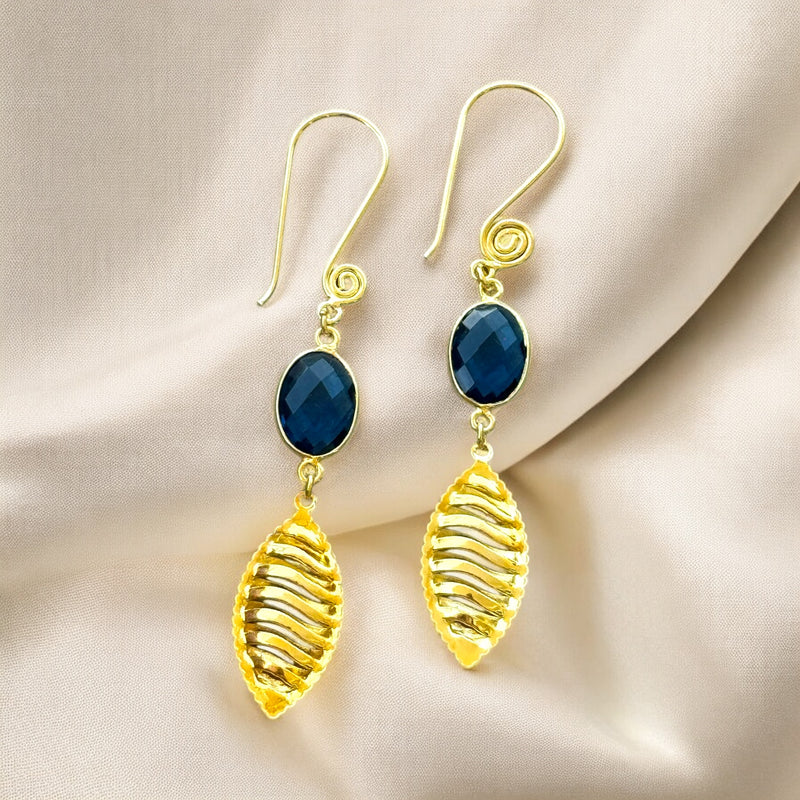 swiss blue swirly waves earrings