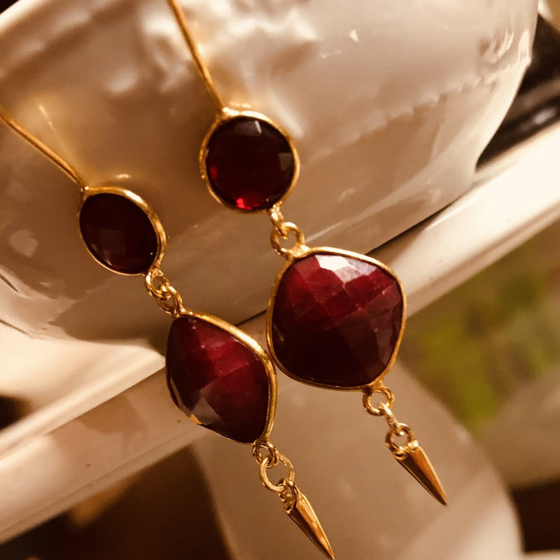 Garnet Ruby exotic escape earring