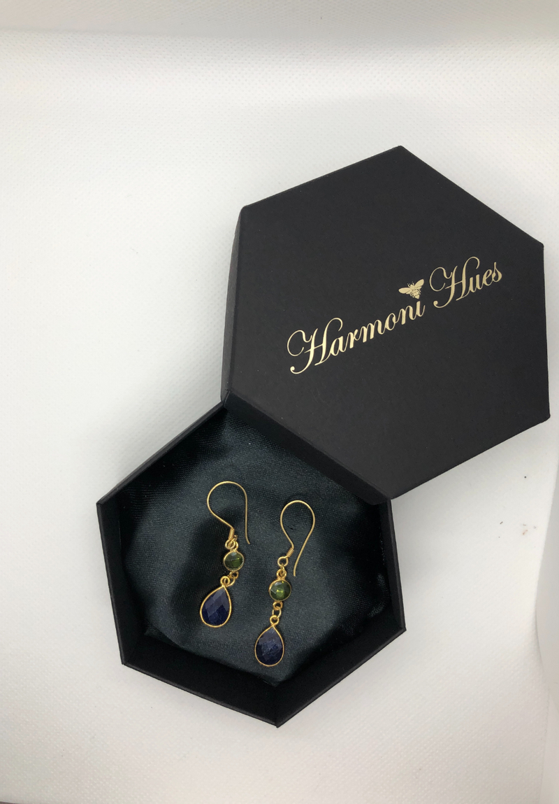 Peridot Lapis Lazuli encouraging earring