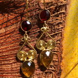 Garnet citrine enticing earrings