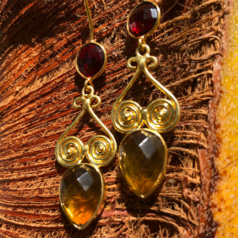 Garnet citrine enticing earrings